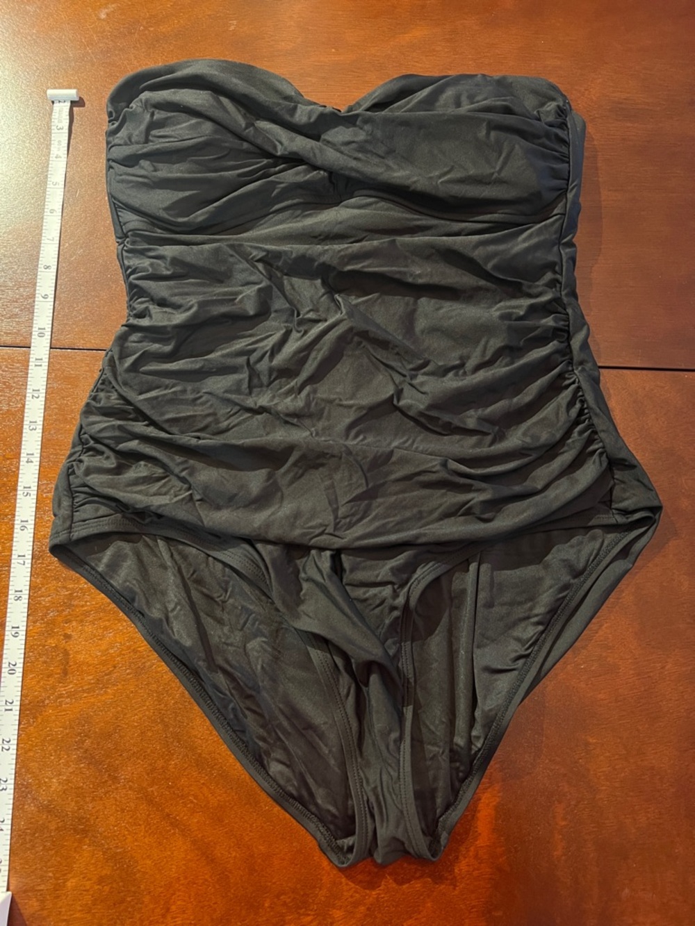 Anne Cole Black Strapless Ruched One-Piece Swimsuit